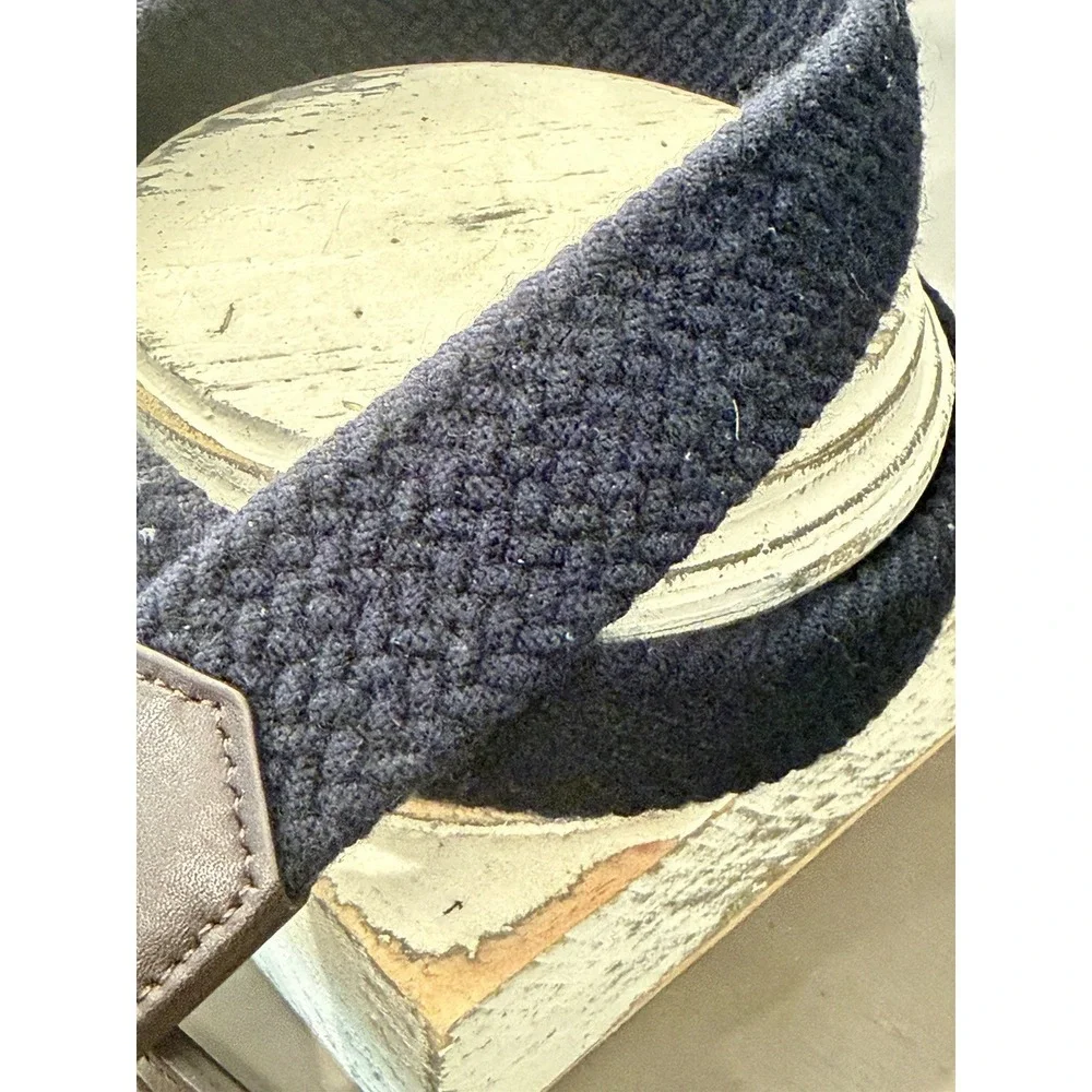Holderness And Bourne Navy Fisher Braided Stretch Belt Size 36